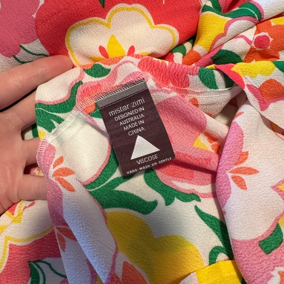 Mister Zimi Sleeveless "Sophie" Midi Dress Womens 12 White Floral Print Easter - Picture 16 of 16